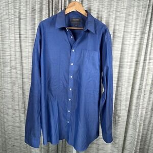 Denver Hayes Mens LT Blue Never-Iron Classic Fit Long Sleeve Dress Shirt Tall